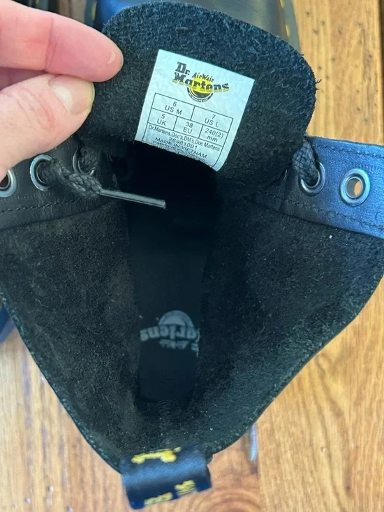 Dr. Martens Black Leather Lace-Up Boots with Yellow Stitching - Picture 10 of 10